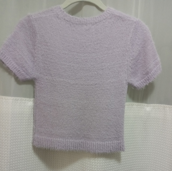 EUC. Lilac color cropped fuzzy sweater. Size small. - Picture 2 of 6
